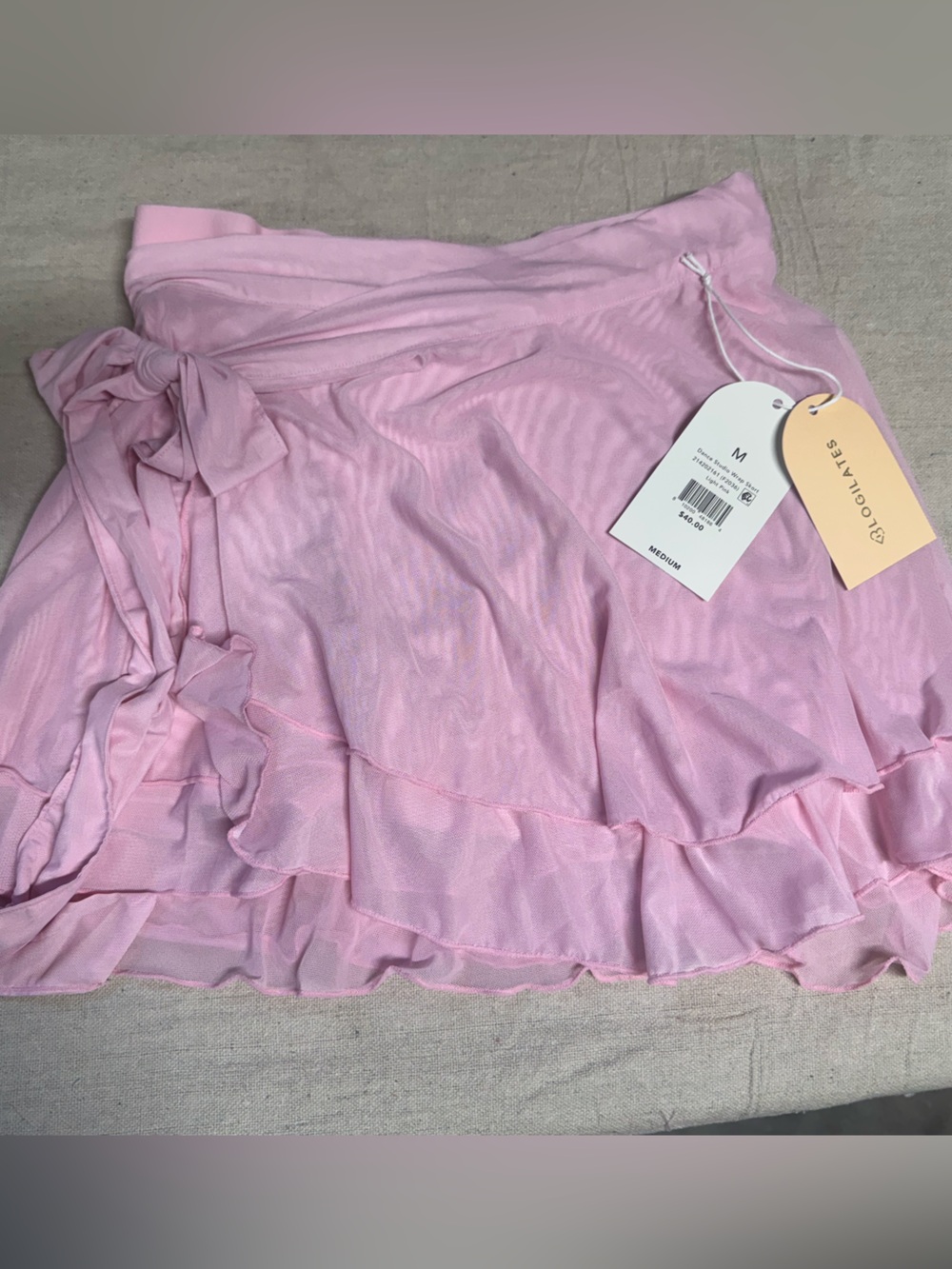 Pink Ruffled Wrap Skirt with Tie